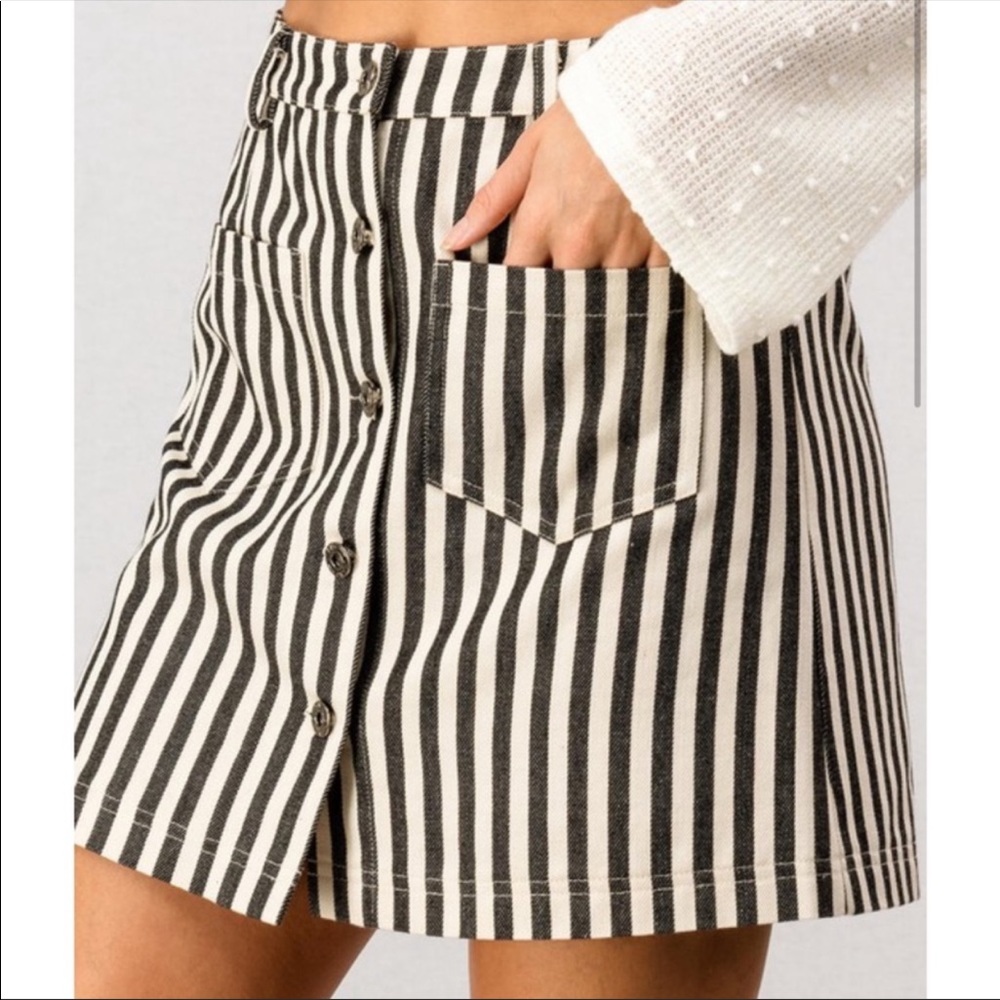 Striped Button-Down Mini Skirt